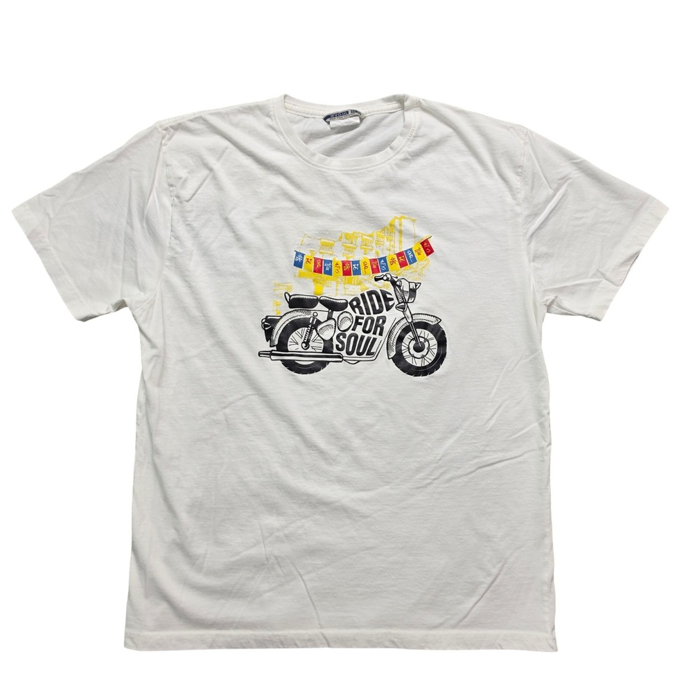 Biker Core T-Shirt Mens XXL White Ride For Soul Motorcycle Graphic Tee